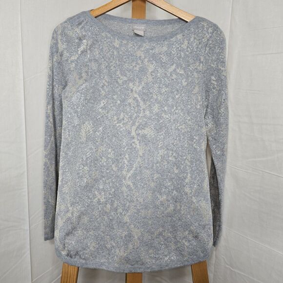 Chico's | Sweater Lightweight Long Sleeve Pullover Metallic- Size small/ Chico 0 - Picture 1 of 3